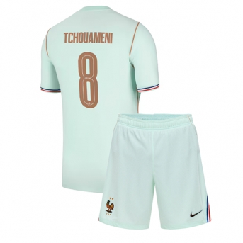 Billige Fotballdrakt Frankrike Aurelien Tchouameni #8 Replika Bortedraktsett Barn VM 2026 Kortermet (med bukser)
